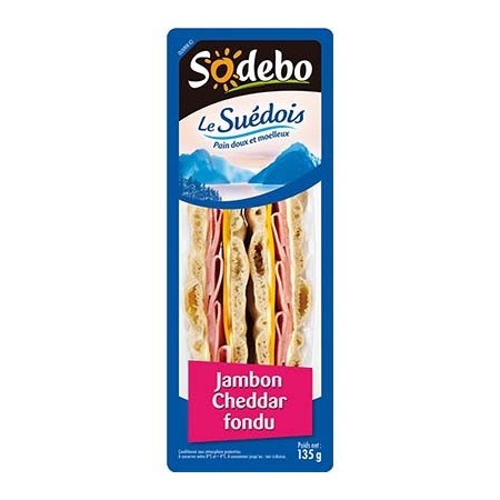 Sandwich Suédois Jambon/Cheddar fondu